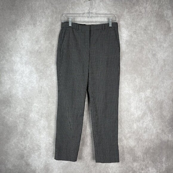 Theory Hartsdale SF Classic Check Grey Brown Multi Wool Pants Trouser Size 2 - Picture 2 of 10